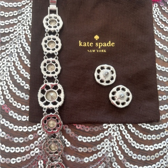 Kate Spade Silver Crystal Bracelet and Earrings Set - Picture 5 of 7